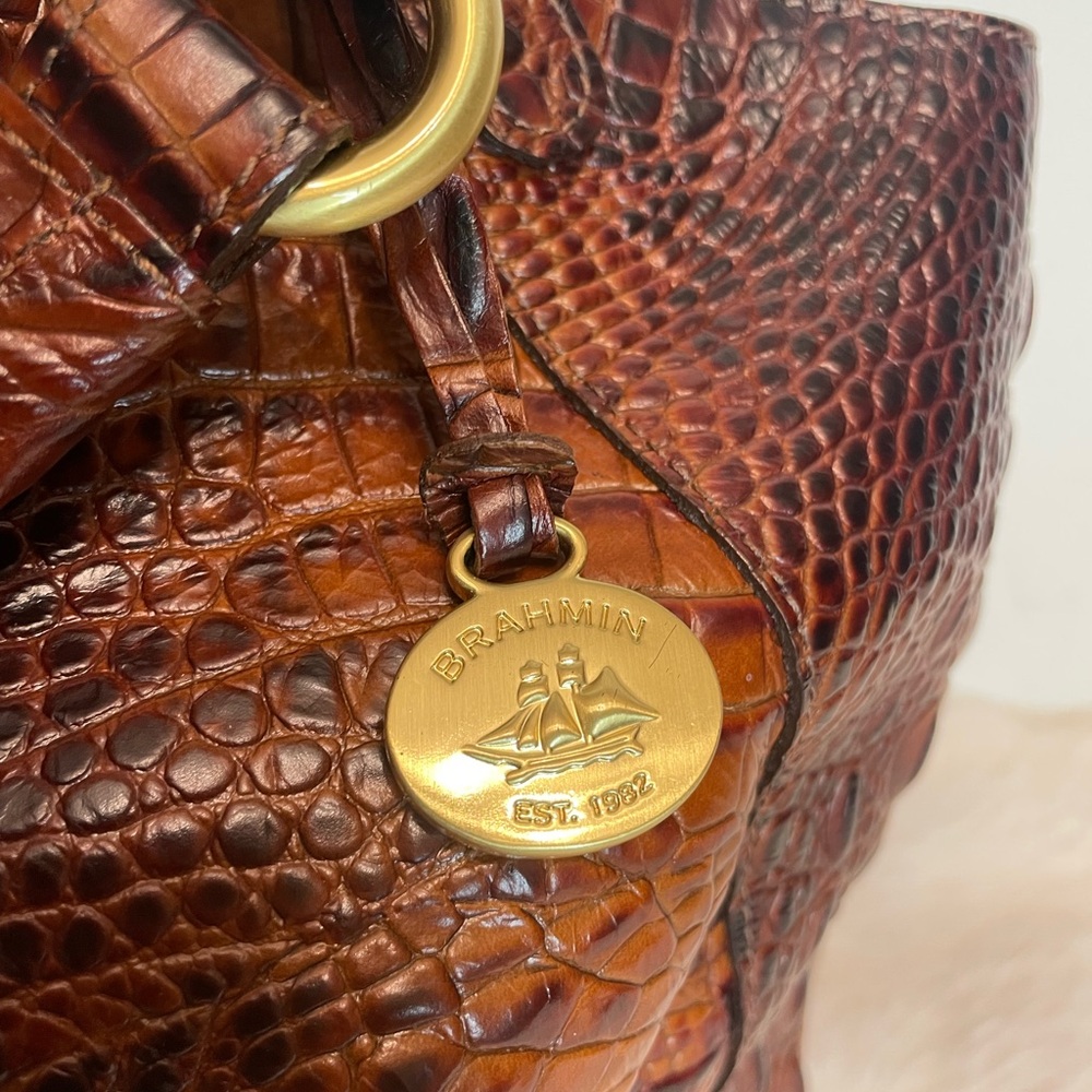 Brahmin Dagny Pecan croc-embossed leather handbag - Picture 4 of 16